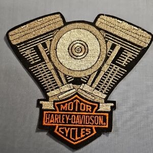 Harley-Davidson V-twin Engine Patch With Bar And Shield 61/2 Wide X 6 Tall